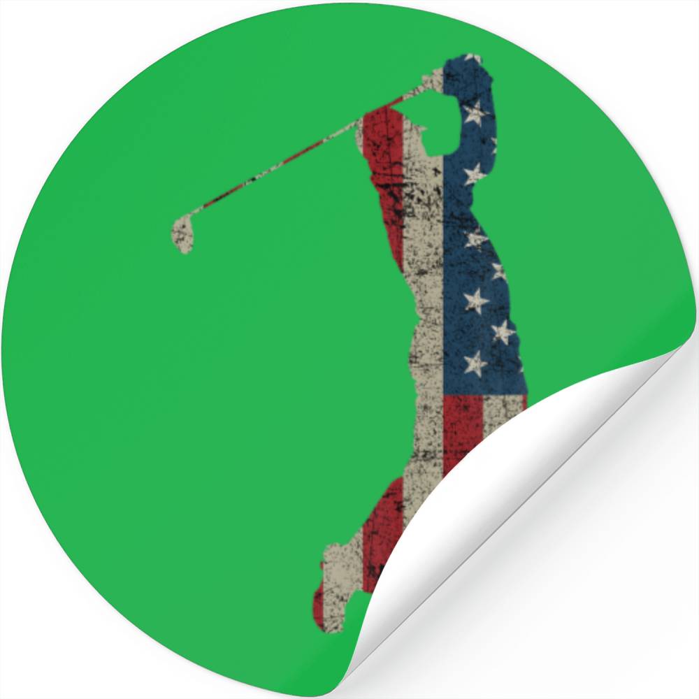 Mens American Flag Golf Silhouette 4th Of July Gol Stickers