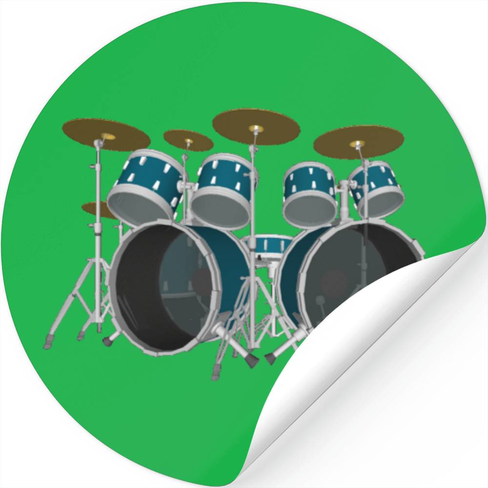 Drum Set (green) Double Kick Drum Kit Stickers